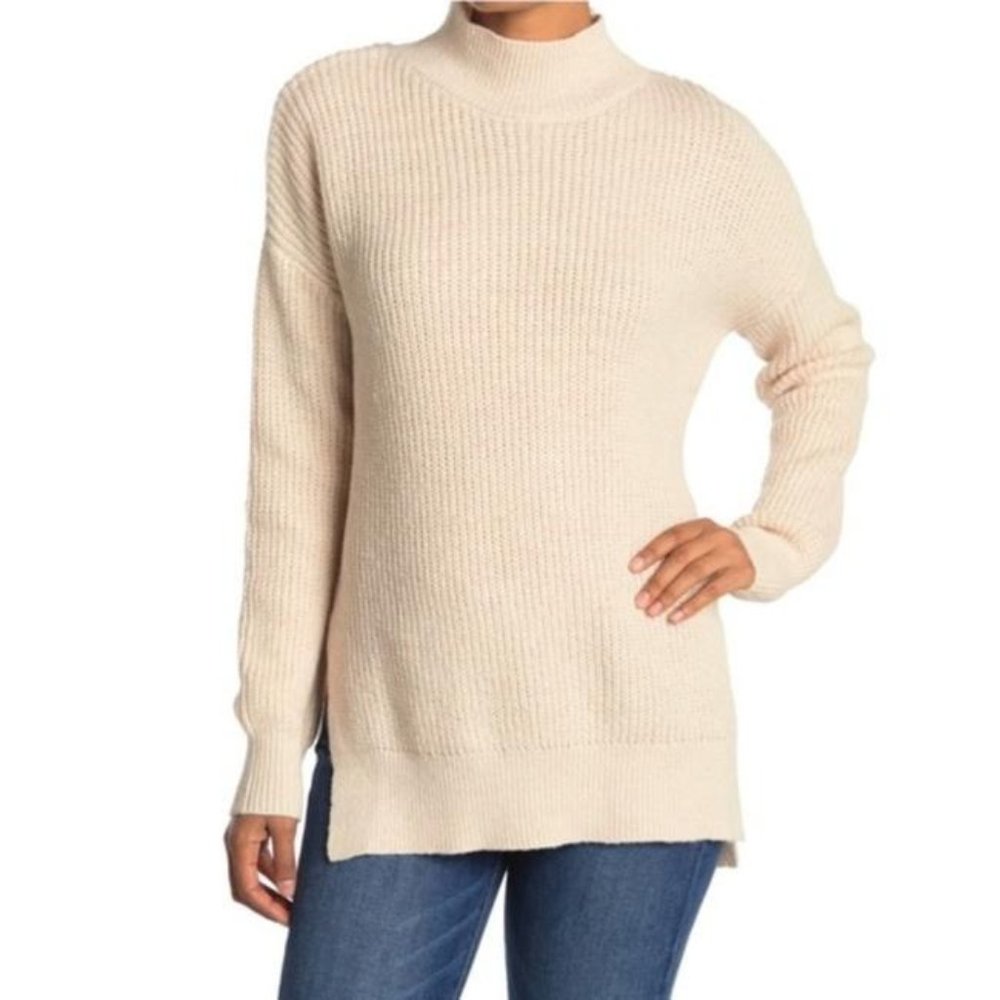 NWT Abound High Neck/Mock Neck Tunic Beige Oatmeal Sweater Size Medium